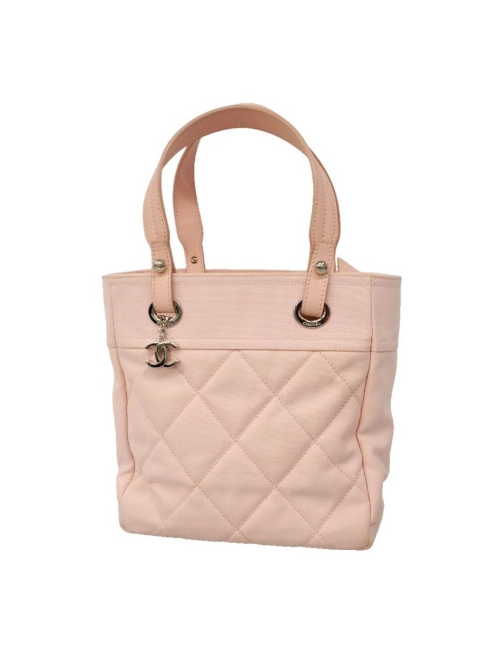 Chanel Tote Bag Paris Biarritz Canvas Pink Silver